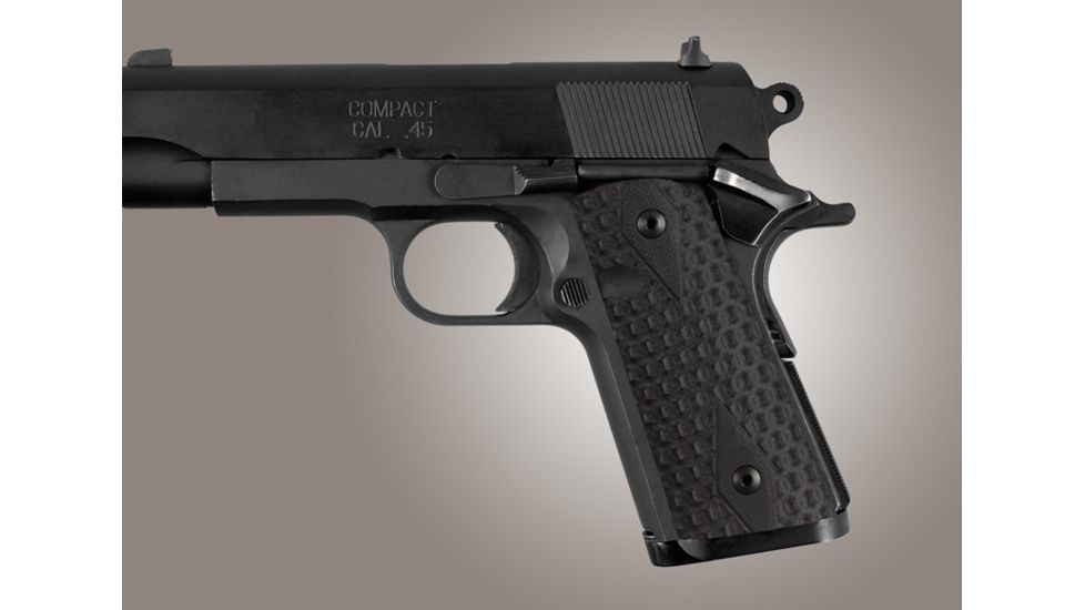 Hogue Officers Model S&amp;A Mag Well Chain Link G-10 - Solid Black 43109