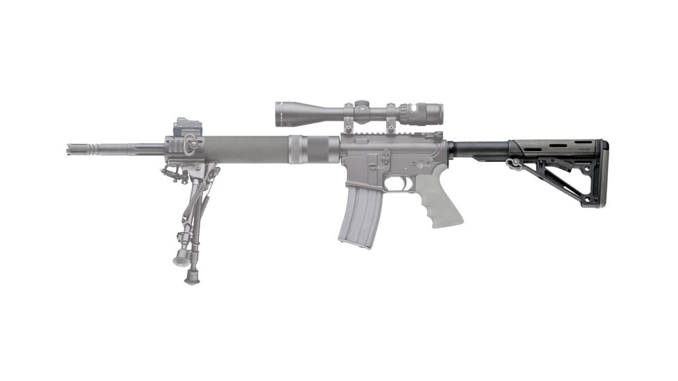 Hogue OverMolded Collapsible Buttstock Assembly, AR-15/ M16, w/ Mil-Spec Buffer Tube and Hardware, Slate Grey, Universal, 15545