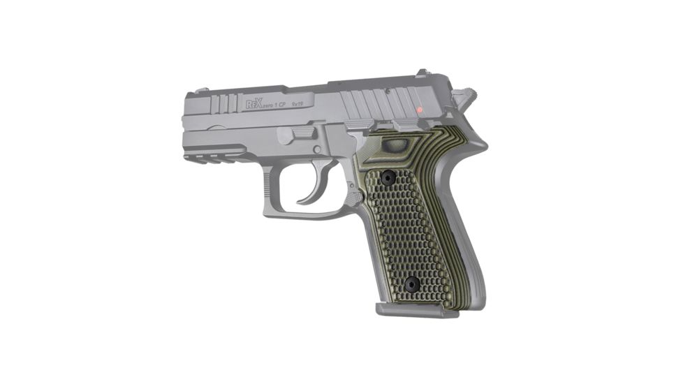 Hogue Rex Zero 1 Compact Grip, Piranha, G10 G-Mascus, Green Lava, 93128