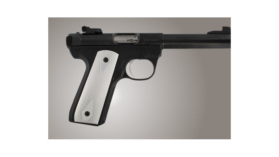 Hogue Ruger 22/45 RP Checkered Aluminum - Brushed Gloss Clear Anodize 82155