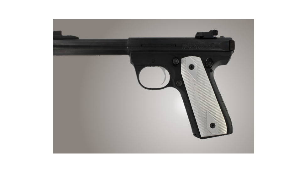 Hogue Ruger 22/45 RP Checkered Aluminum - Brushed Gloss Clear Anodize 82155
