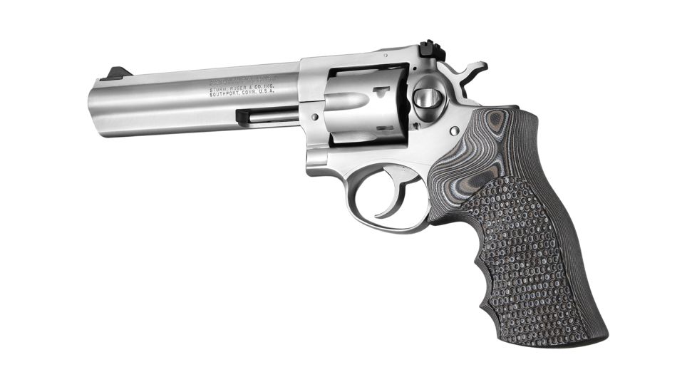 Hogue Ruger GP100/Super Redhawk Grip with Finger Grooves, Piranha, G10 - G-Mascus, Black/Grey, 80137