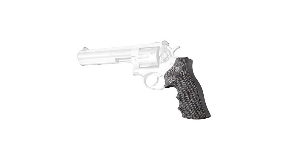 Hogue Ruger GP100/Super Redhawk Grip with Finger Grooves, Piranha, G10 - G-Mascus, Black/Grey, 80137