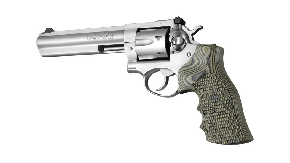 Hogue Ruger GP100/Super Redhawk Grip with Finger Grooves, Piranha, G10 - G-Mascus, Green Lava, 80138