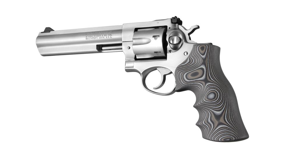 Hogue Ruger GP100/Super Redhawk Grip with Finger Grooves, Smooth, G10 - G-Mascus, Black/Grey, 80167