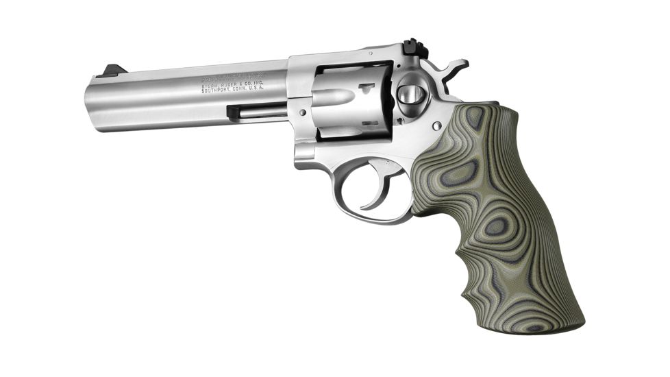 Hogue Ruger GP100/Super Redhawk Grip with Finger Grooves, Smooth, G10 - G-Mascus, Green Lava, 80168