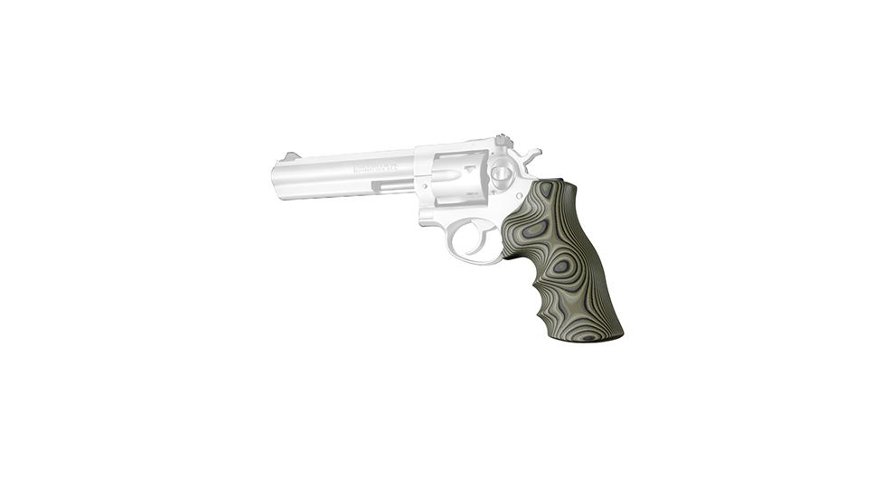 Hogue Ruger GP100/Super Redhawk Grip with Finger Grooves, Smooth, G10 - G-Mascus, Green Lava, 80168