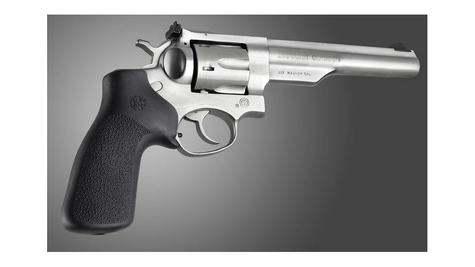 HOGUE Ruger GP100/Super Redhawk No Finger Groove Rubber Grip, Black 80010
