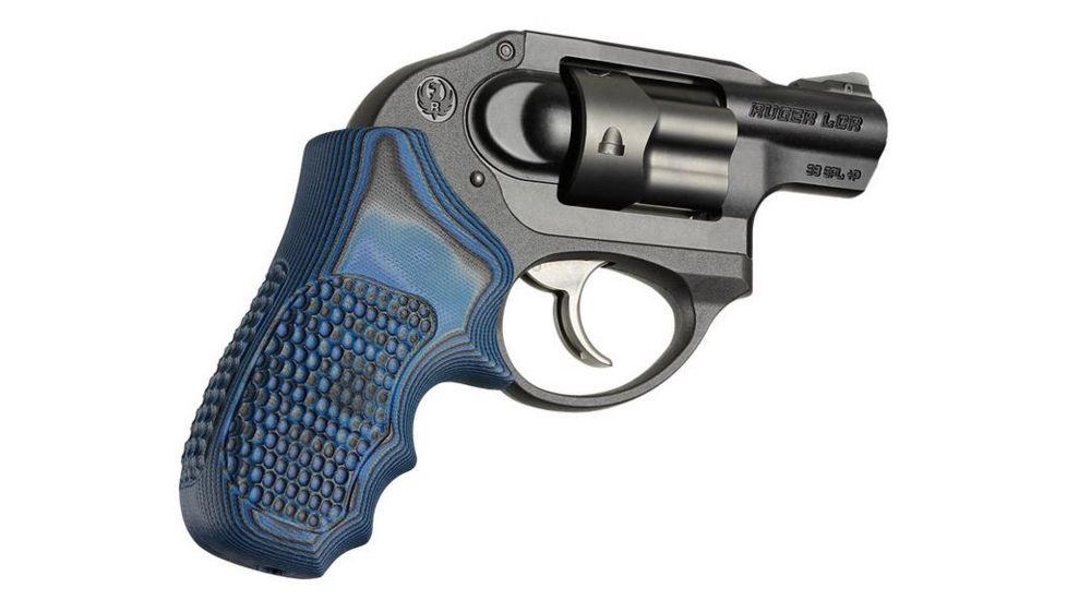HOGUE Ruger LCR Enclosed Hammer Piranha Grip G10, G-Mascus Blue Lava 78638