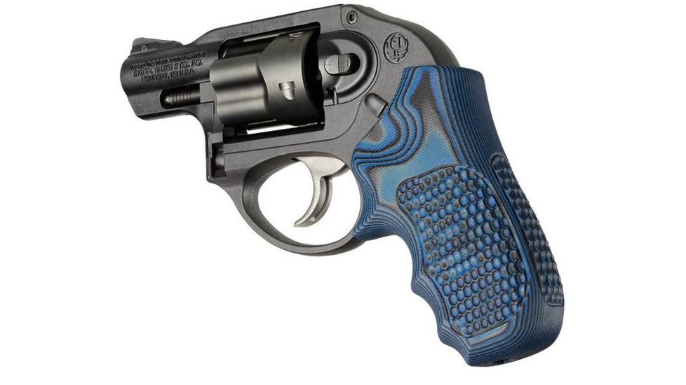 HOGUE Ruger LCR Enclosed Hammer Piranha Grip G10, G-Mascus Blue Lava 78638