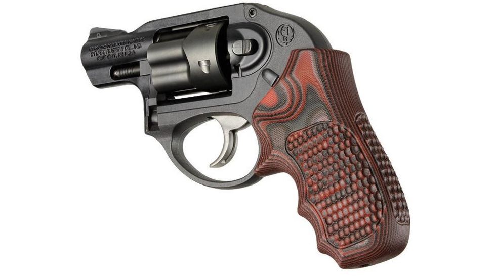 HOGUE Ruger LCR Enclosed Hammer Piranha Grip G10, G-Mascus Red Lava 78639