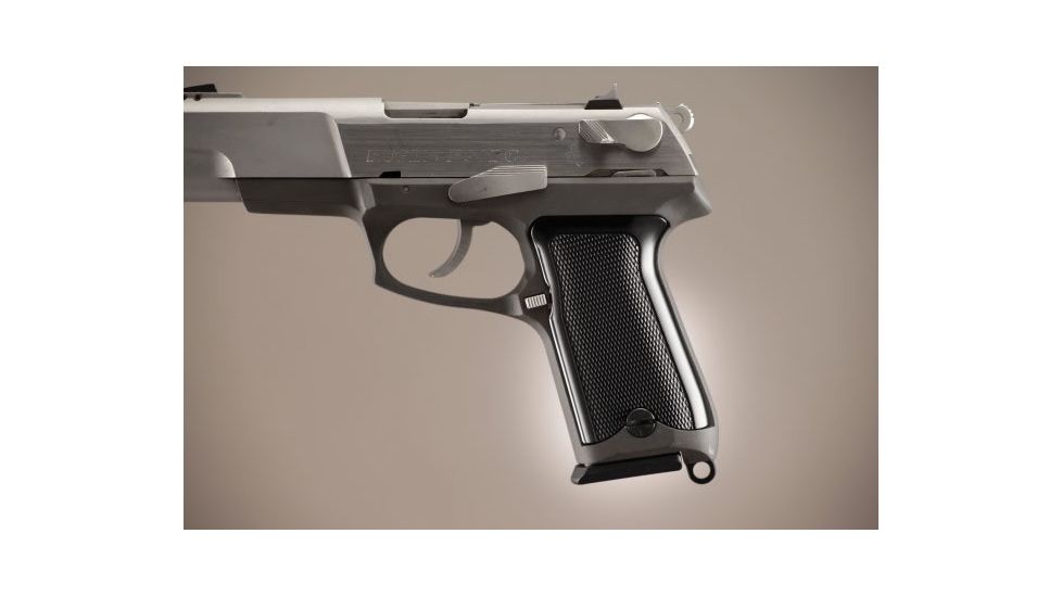 Hogue Ruger P85 - P91 Checkered Aluminum - Brushed Gloss Black Anodized 85176