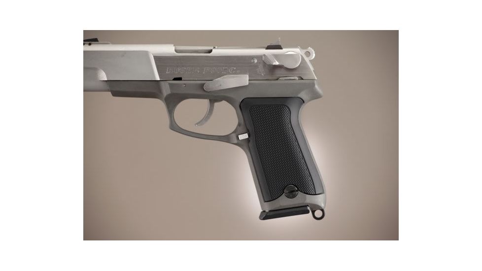 Hogue Ruger P85 - P91 Checkered Aluminum - Matte Black Anodized 85170