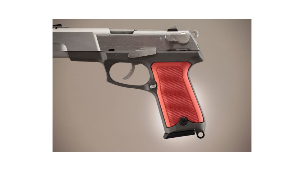 Hogue Ruger P85 - P91 Checkered Aluminum - Matte Red Anodized 85172