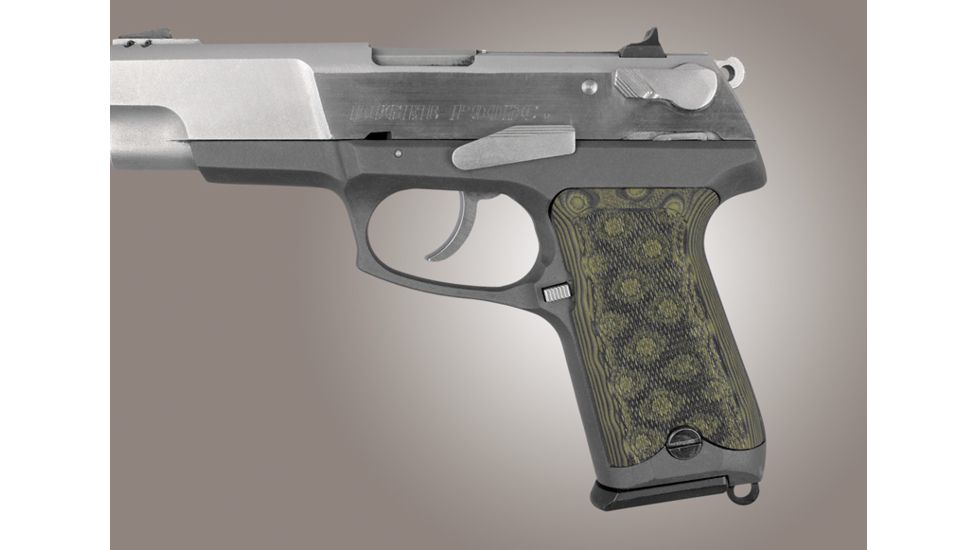 Hogue Ruger P85 - P91 Checkered G-10 - G-Mascus OD Green Camo 85178