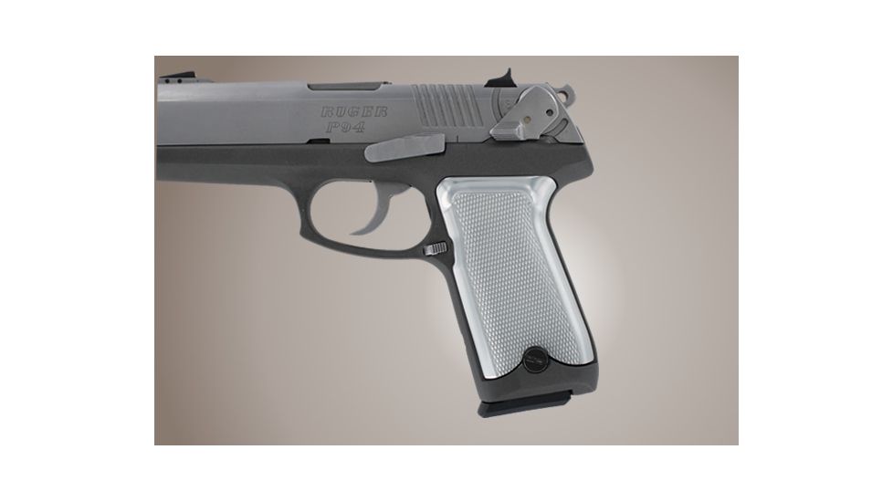 Hogue Ruger P94 Checkered Aluminum Brushed Gloss Clear Anodized 94175