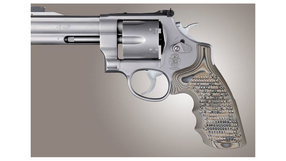 HOGUE S&amp;W N Frame Round Butt Conversion Finger Grooves Piranha Grip G10, G-Mascus Dark Earth 25737
