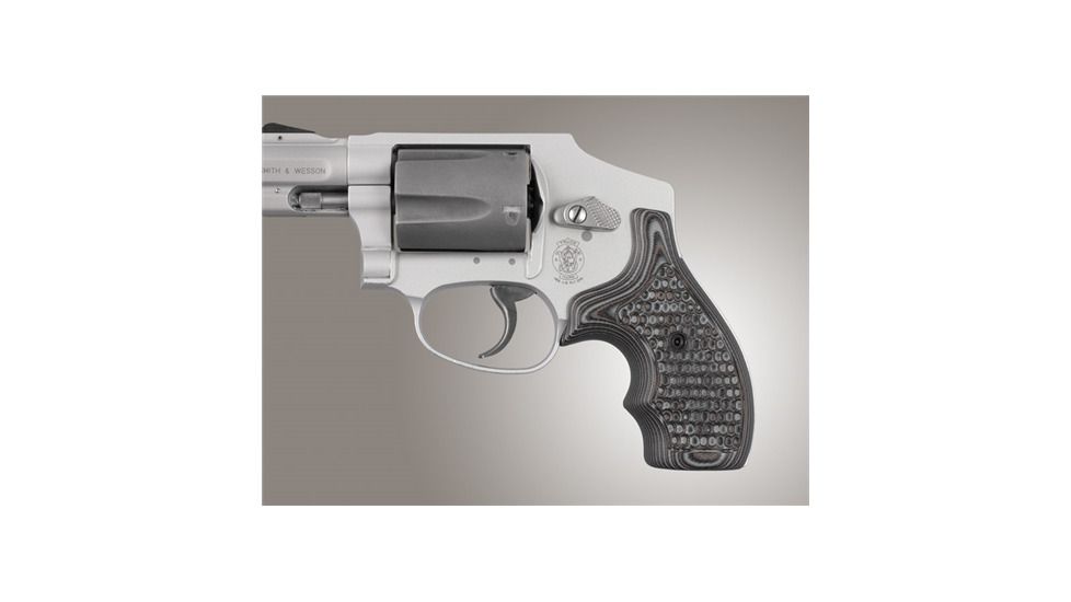 Hogue S&amp;W J Frame Round Butt Grip, Bantam Piranha G-10 G-Mascus Black/Grey 82293