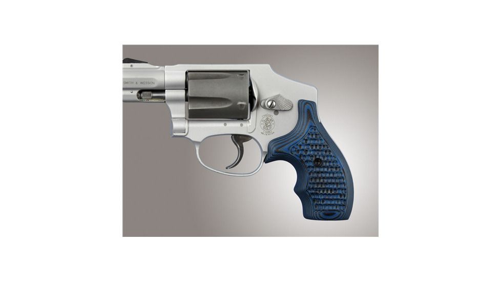 Hogue S&amp;W J Frame Round Butt Grip, Bantam Piranha G-10 G-Mascus Blue Lava 82302