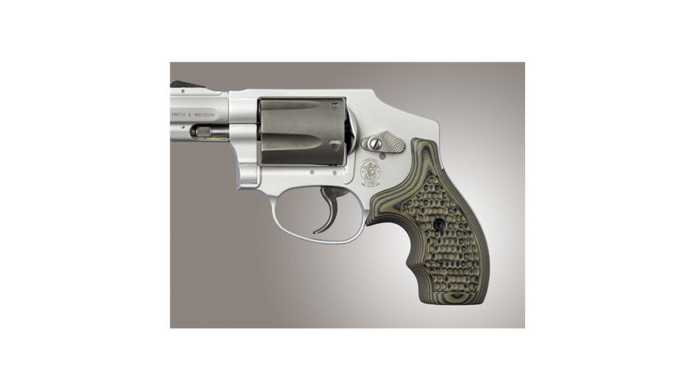 Hogue S&amp;W J Frame Round Butt Grip, Bantam Piranha G-10 G-Mascus Green 82294