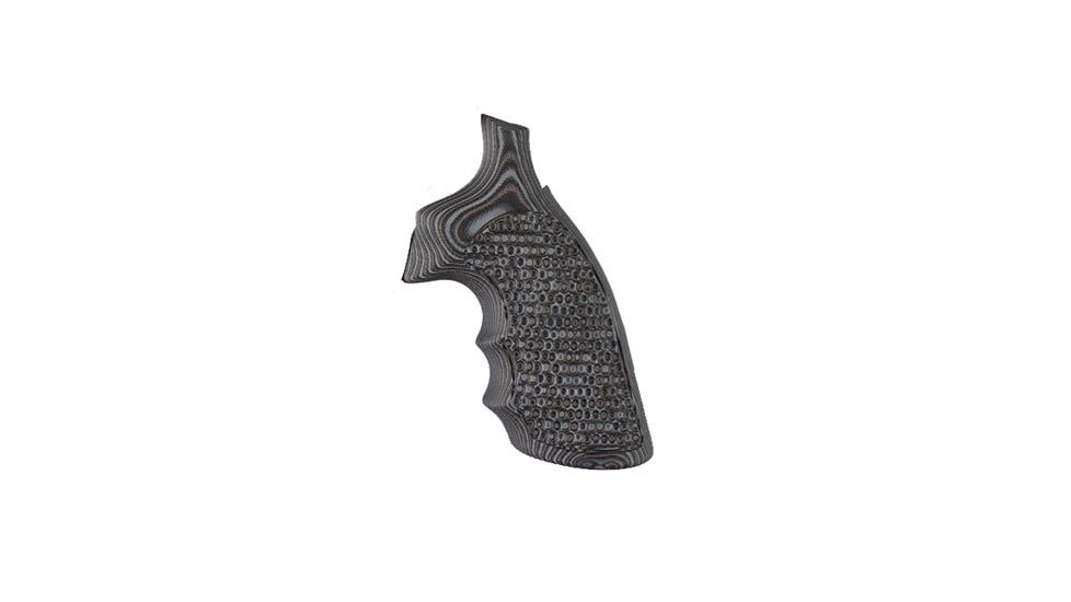Hogue S&amp;W K&amp;L Conversion Finger Grooves Frame Round Butt Grip, Piranha G10 G-Mascus Black/Grey 190640