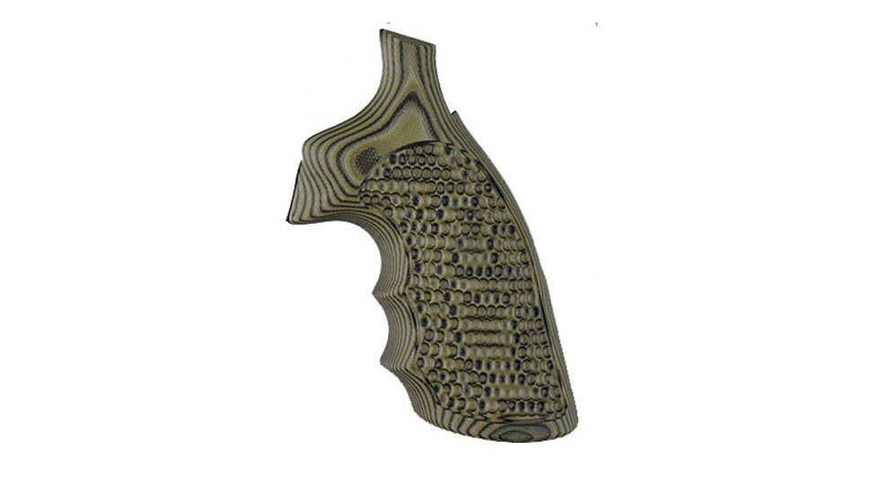 Hogue S&amp;W K&amp;L Conversion Finger Grooves Frame Round Butt Grip, Piranha G10 G-Mascus Green 190641