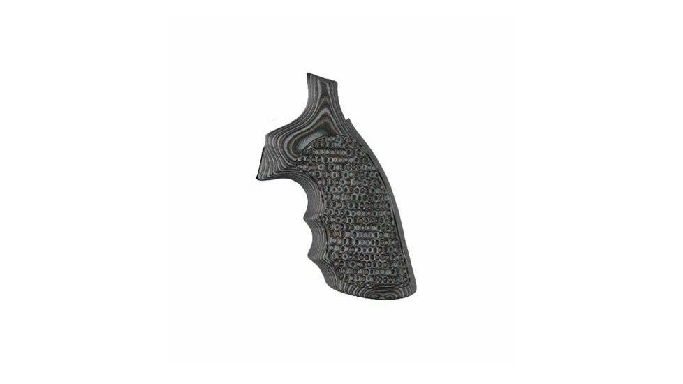 Hogue S&amp;W K&amp;L Frame Square Butt Grip, Finger Grooves, Piranha, G10 - G-Mascus, Black/Grey, 10137