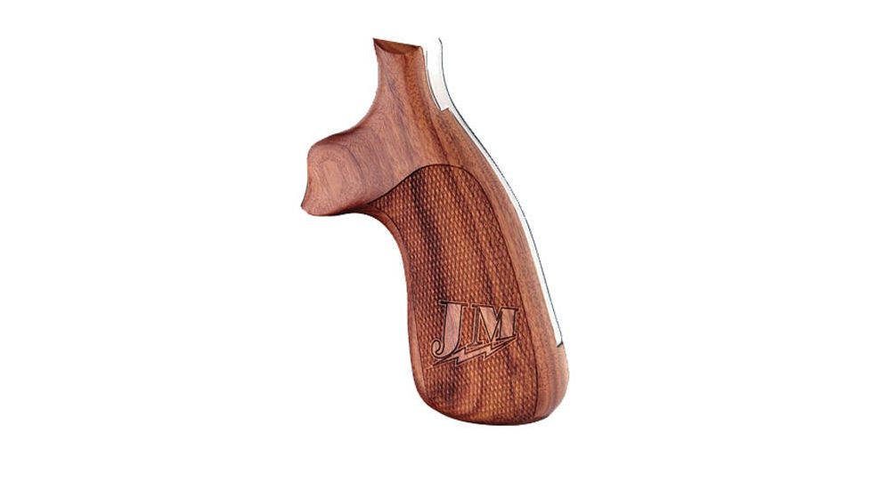 Hogue S&amp;W K or L Frame Square Butt Grips w/ Jerry Miculek Logo, Pau Ferro, Checkered 190587
