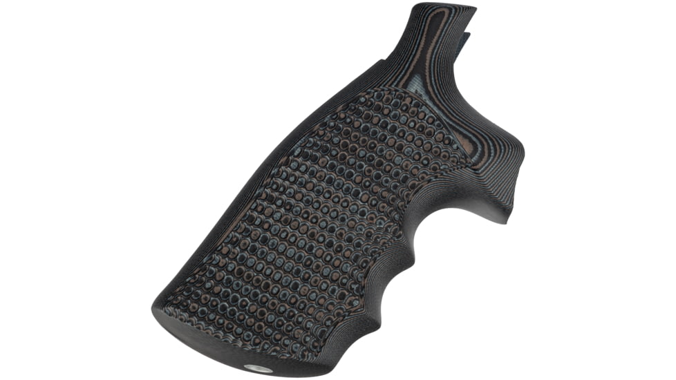 Hogue S&amp;W N Frame Square Butt Grip, Finger Grooves, Piranha, G10 - G-Mascus, Black/Grey, 29137