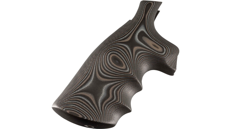 Hogue S&amp;W N Frame Square Butt Grip, Finger Grooves, Smooth, G10 - G-Mascus, Black/Grey, 29167