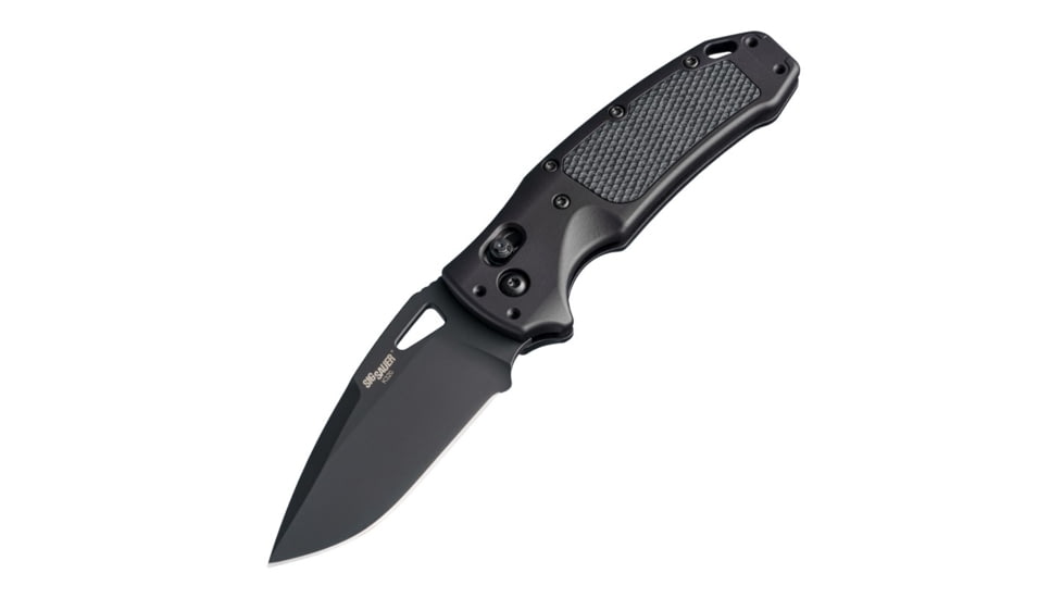 Hogue Sig K320 AXG Pro Folding Knife, 3.5in, Black Cerekote Finish, CPM-S30V, Drop Point, Black Handle, 6061-T6 Hard-Anodized Aluminum Handle, 36374