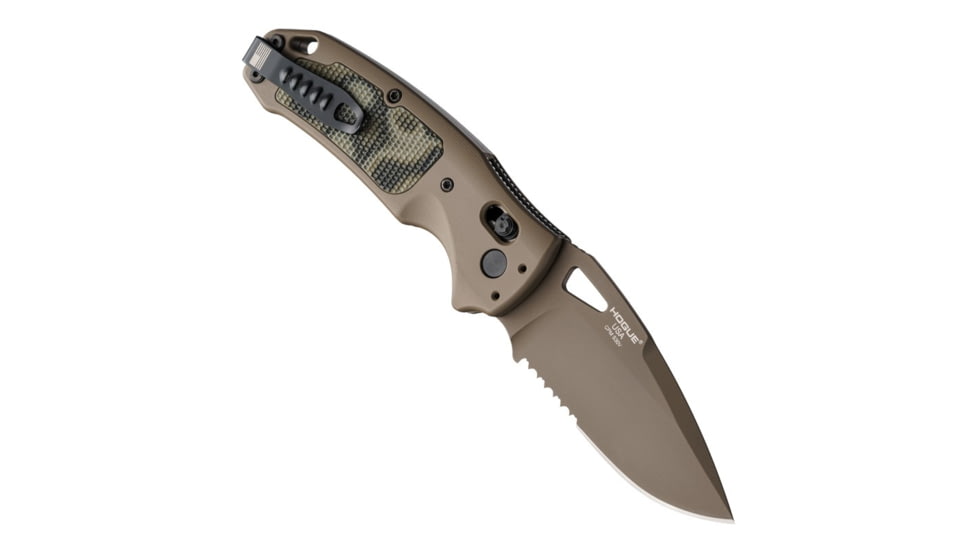 Hogue Sig K320 AXG Scorpion Folding Knife, 3.5in, FDE Cerekote, CPM-S30V, Drop Point, FDE Handle, 6061-T6 Hard-Anodized Aluminum Handle, 36378