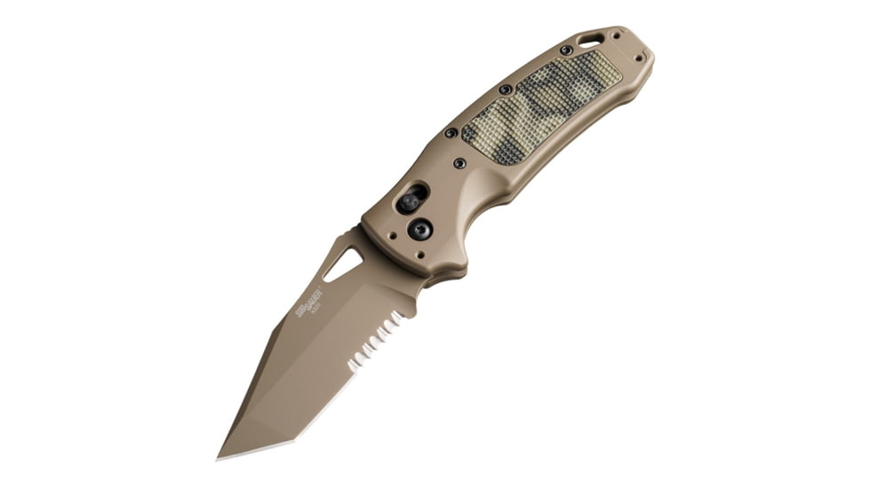 Hogue SIG K320 AXG Scorpion Folding Knife, 3.5in, FDE Cerekote Finish, CPM-S30V, Tanto, FDE Handle, 6061-T6 Hard-Anodized Aluminum Handle, 36368