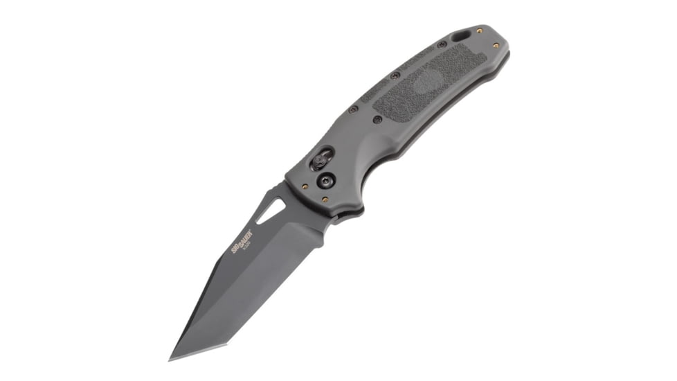 Hogue Sig K320 Tactical Folding Knife, 3.5in, Black Finish, CPM-S30V, Tanto, Gray Handle, Polyamide Nylon 12 Handle, 36362