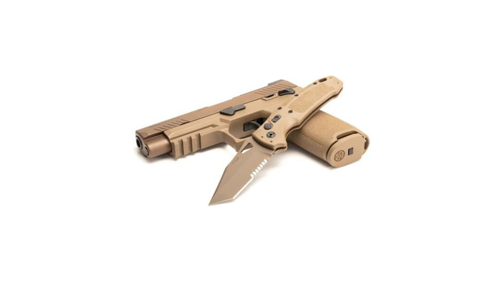Hogue Sig K320A Automatic Folding Knife, 3.5in, CPM S30V Stainless, Tanto Blade Partially Serrated, Coyote PVD, Coyote Tan Polymer Handle, 36323