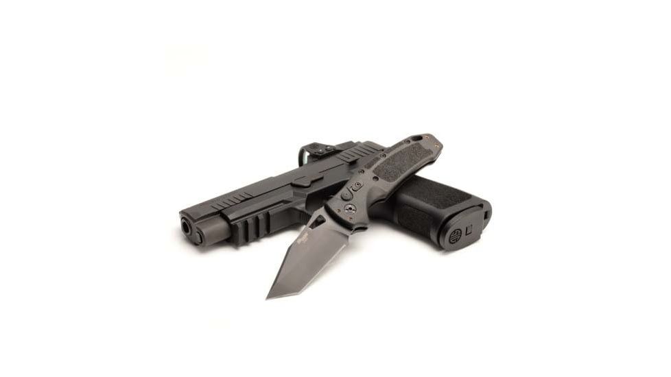 Hogue Sig K320A Automatic Folding Knife, 3.5in, CPM S30V Stainless, Tanto Blade, Black Cerakote, Black Polymer Handle, 36320