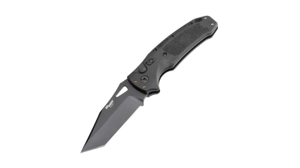 Hogue Sig K320A Automatic Folding Knife, 3.5in, CPM S30V Stainless, Tanto Blade, Black Cerakote, Black Polymer Handle, 36320