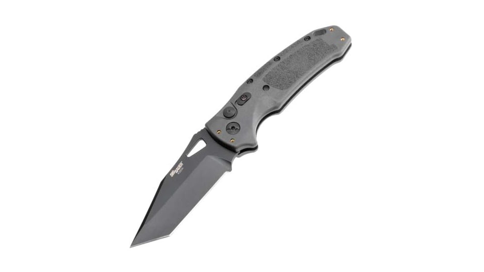 Hogue Sig K320A Automatic Folding Knife, 3.5in, CPM S30V Stainless, Tanto Blade, Black Cerakote, Grey Polymer Handle, 36322