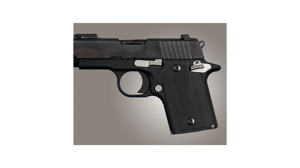 Hogue Sig P938 Rubber Grip, Ambidextrous, G10 Solid Black 109748