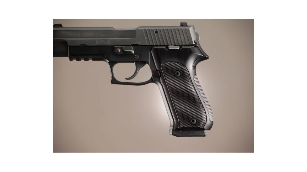 Hogue SIG Sauer P220 DAK American Checkered Aluminum - Brushed Gloss Black Anodized 20156
