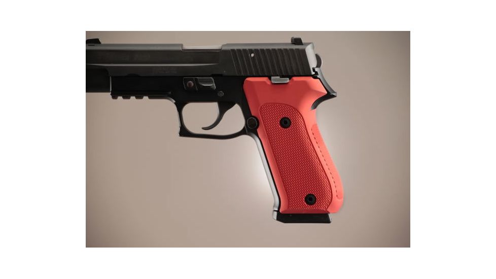 Hogue SIG Sauer P220 DAK American Checkered Aluminum - Matte Red Anodized 20152