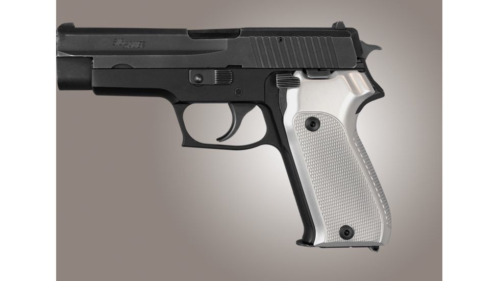 Hogue SIG Sauer P220 European Checkered Aluminum - Brushed Gloss Clear Anodized 21175
