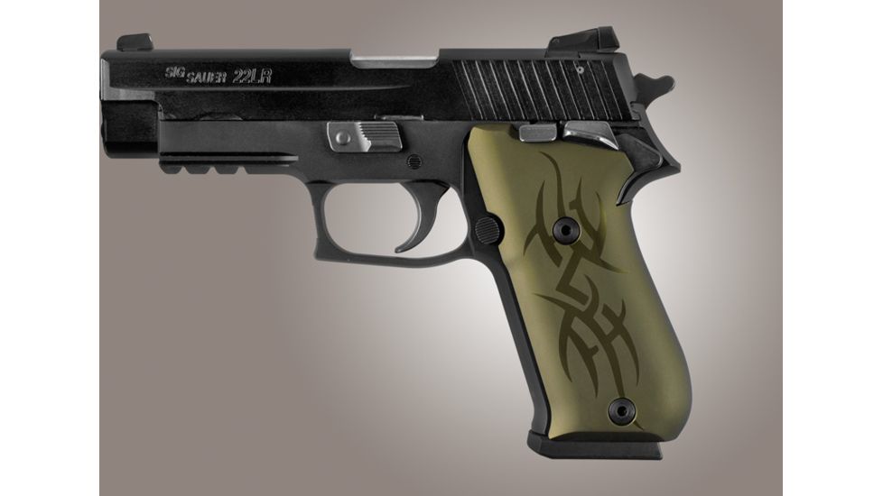 Hogue SIG Sauer P220 SAO American Tribal Aluminum - Green Anodized 21101