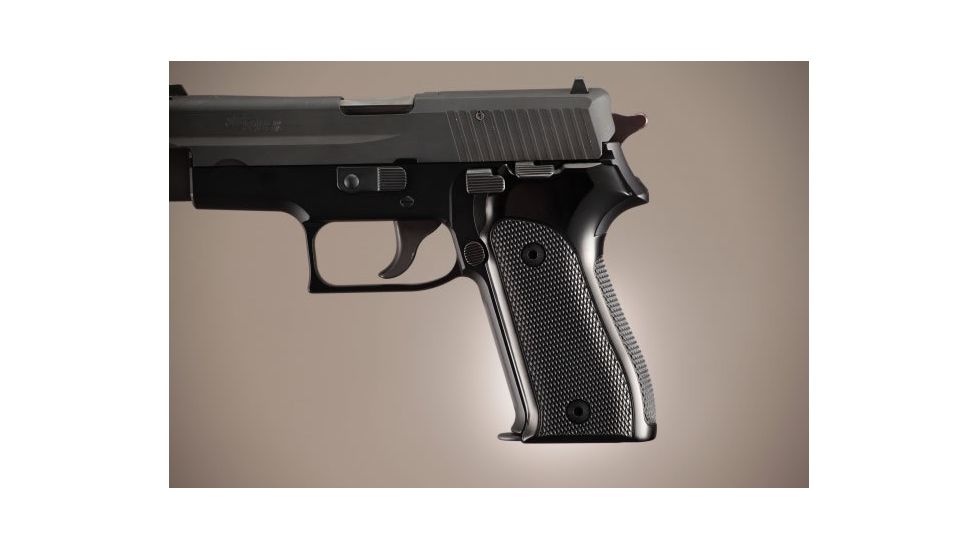 Hogue SIG Sauer P225 Checkered Aluminum - Brushed Gloss Black Anodized 27176