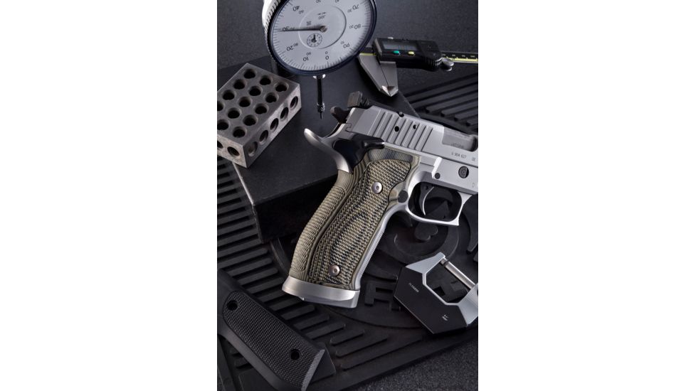 Hogue SIG Sauer P226 SAO X5 X6 Piranha Grip G10, G-Mascus Green, Green 33138