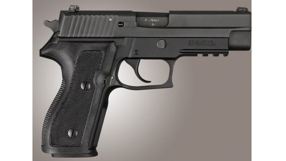 HOGUE SIG Sauer P227 DA/SA Checkered G10, Solid Black, Screws And Bushings Included, Black 47179