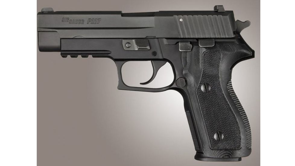 HOGUE SIG Sauer P227 DA/SA Checkered G10, Solid Black, Screws And Bushings Included, Black 47179