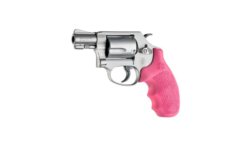 Hogue Smith &amp; Wesson Laser Enhanced Grip, Green Laser, Round Butt Rubber Monogrip, J Frame, Pink, 60987