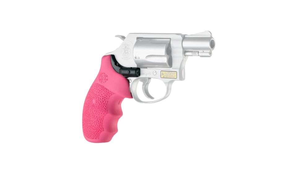 Hogue Smith &amp; Wesson Laser Enhanced Grip, Green Laser, Round Butt Rubber Monogrip, J Frame, Pink, 60987