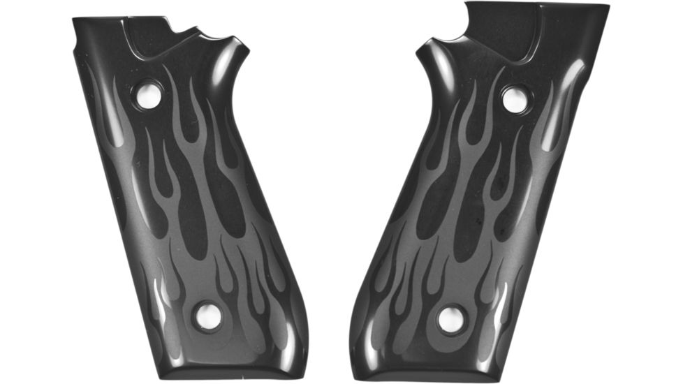 Hogue Taurus PT-99 PT-92 PT-100 PT-101 Gun Grip w/Decocker Flames Aluminum - Black Anodized 99130